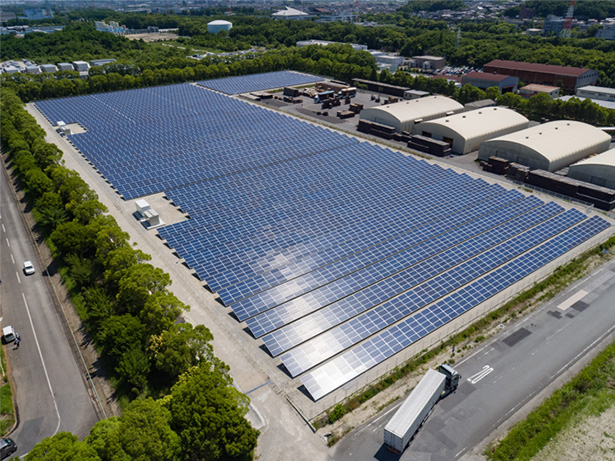 Mega-solar power plant at LIXIL Chita Plant in Japan